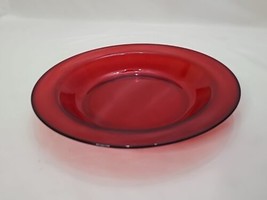 Vintage Ruby Red Glass Bowl Saucer Pie Plate Marked France 8.5&quot; - £23.64 GBP