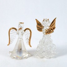 Christmas Ornament Figurine Angels 1 is Iridescent Clear Acrylic Gold Trim 3.5&quot; - £7.98 GBP