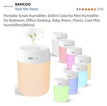 Portable Small Humidifier, 650ml Colorful Mini Humidifier for Bedroom, O... - $179.40 MXN