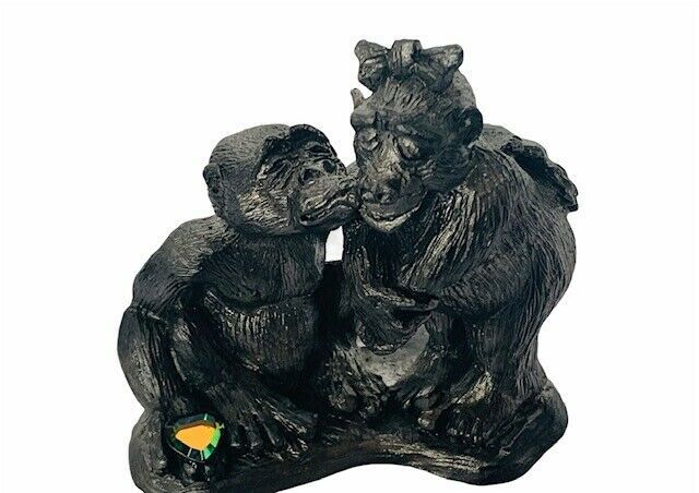 Primary image for Michael Ricker Pewter figurine sculpture Monkey anthropomorphic kiss heart gem