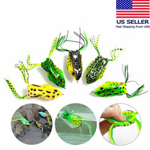 5 Pcs Large Frog Topwater Soft Fishing Frogs Lure Bait Bass 1/2 Oz 2-3/8&quot; Hooks - £12.04 GBP