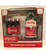 NEW Coca-Cola Mini Blown Glass coke machine bottles Ornament Collection set of 2 - $10.69