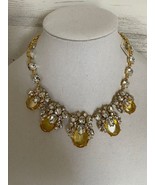 Talbots Women&#39;s Yellow Faux Diamond 5 Pendant Gold Link Chain Bib Neckla... - £14.93 GBP