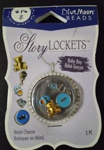 Blue Moon Beads Story Lockets Metal Charms - Baby Boy Asst - 5pcs - £7.76 GBP