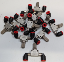 Lot of 13 SMC Pneumatic Flow Control Regulator Valves AS1000 w/  1/4&quot; Co... - $98.99