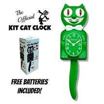CLASSIC GREEN KIT CAT CLOCK 15.5&quot; Free Battery USA MADE Official Kit-Cat... - $69.99
