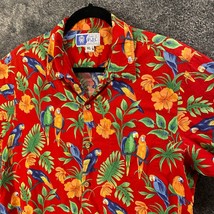 RJC Hawaiian Shirt Mens Extra Large Red Tropical Print Birds Floral Vintage USA - £13.97 GBP
