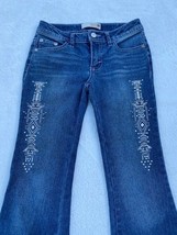 Route 66 Girls Skinny Flare Jeans Blue Stretch Pockets Embroidered Denim 10 - £11.86 GBP