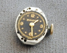Ladies Bulova Wrist Watch Movement Cal 5AB 17 Jewel Running Black Dial - $49.99