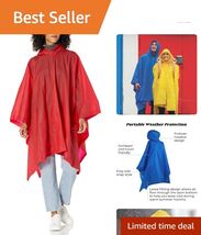 Travel-Friendly Red Rain Poncho - Compact, Breathable, &amp; Waterproof Solu... - $11.83