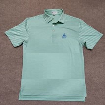 Peter Millar Polo Shirt Mens Medium Green Striped Summer Comfort Stretch... - £23.25 GBP