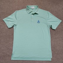 Peter Millar Polo Shirt Mens Medium Green Striped Summer Comfort Stretch... - $29.57