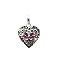 Ethnic Indian Embossed heart shape enamel Real Silver pendant for Women - £18.99 GBP