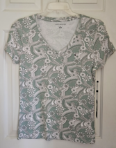 Tommy Hilfiger Women&#39;s Cotton, Paisley, V-neck, S/Sleeves Tee, Sz.L(US). NWT - £17.56 GBP