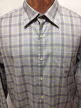 Peter Millar L Black Green White Plaid Cotton Long-Sleeve Dress Shirt - £25.05 GBP