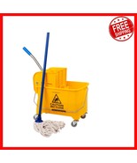 Ergonomic Mop Bucket with Upward Press Wringer - 22 Qt Yellow Cleaning S... - $1,434.22 MXN