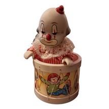 Colorful Dancing Clown Ceramic Porcelain Music Box in a Drum Vintage Collectible - $23.33