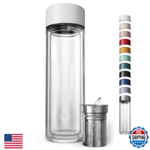 EVER VESSEL 14oz Double Wall Borosilicate Glass Multi Tea Infuser Bottle - $74.58