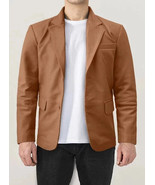 New Men Blazer Tan Handmade Genuine Leather Lambskin Formal Stylish Wedd... - $2,457.01 MXN+