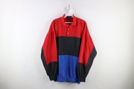 Vintage 90s Streetwear Mens XLT Faded Striped Color Block Collared Sweatshirt - £43.48 GBP