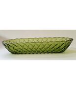 Depression Indiana Glass Basket Weave Avocado Green Celery Relish Dish 1... - €30,55 EUR
