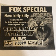 When Animals Attack IV Print Ad Advertisement Fox 5 Atlanta Tpa14 - £4.66 GBP