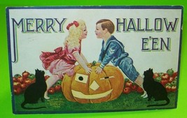 Halloween Postcard International Art 1908 Two Black Cats Portland Maine Vintage - £24.27 GBP