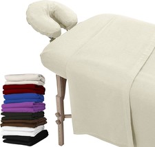 LONDON LINENS Extra Thick 3 Piece Set Massage Table Sheets Set 100 Natural  - $50.32