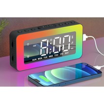 Kids Alarm Clock For Bedroom, Mirrored Digital Clock With 8 Rgb Night Li... - £31.96 GBP