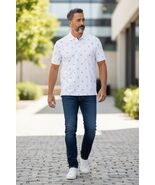 Walter Hagen PALM TREE Polo Shirt Men SZ M WHT 11 Majors Golf Performanc... - $12.28