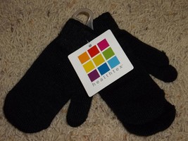 Healthtex Black Childs Infants Toddler Set Winter Gloves Mittens Knit On... - $12.99
