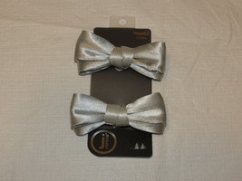 J by Crocs clips Bow JBC Sil RbnBw Silk Ribbon Bows 2pc silver grey shoe... - £7.23 GBP