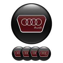 Set 4 Audi  Top Quality Emblem Domed Center Wheel Hub Cap Silicone Sticker - £7.62 GBP+