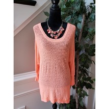 Cato Tunic Top Women 18/20W Orange Knitted Solid Long Sleeve Round Neck Pullover - £19.13 GBP