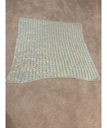 Handmade Pastel Crochet Baby Blanket Multicolored Yarn Approx 29”x30” So... - $13.99