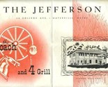 The Jefferson Coach &amp; 4 Grill Placemat College Avenue in Waterville Maine  - $11.88