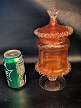 Empoli Murano Italiano Art Cristal con Tapa Mandarina Naranja Caramelo C... - $144.85