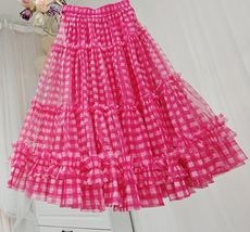 RED Plaid Tulle Skirt Holiday Outfit Women Custom Plus Size Ruffle Tulle Skirt image 7