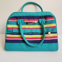 Tupperware Insulated Lunch Tote Bag Summer Striped Teal Green 10.5&quot;x8&quot;x8&quot; - $16.82