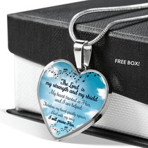 Christian The Lord Is My Strength And My Shield Heart Necklace Stainless Steel  - £30.33 GBP+