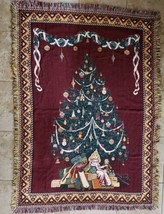 Goodwin Weavers Woven Christmas Tree Throw Blanket Tapestry USA 64x48 Cotton - £19.08 GBP