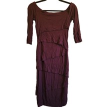 Bailey 44 Women Dresses Medium Burgundy Pinstripe Asymmetric Layered Str... - £35.61 GBP