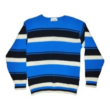 Vintage Crewneck Sweater Union Made Lady Devon USA Blue Striped  Women&#39;s Medium  - £16.70 GBP
