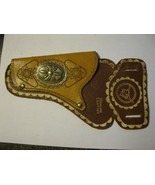 (CG -1) Vintage Toy Cap Gun Leather Holster: metal emblem w/ Longhorn logo - £15.67 GBP