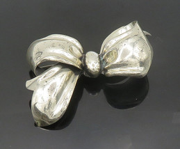 MONET 925 Silver - Vintage Rare Shiny Bow Tied Ribbon Brooch Pin - BP7588 - £89.84 GBP