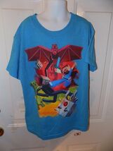 MOJANG MINECRAFT SAM CUBE BATTLE BLUE SHORT SLEEVE SHIRT SIZE M BOY'S EUC - $15.30