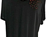 Women’s Massimo Blouse Top 2X Poly Spandex 48” Bust Black Red Roses   SK... - $6.88