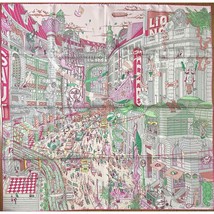Hermes Scarf Le Grand Prix du Faubourg Silk 90 cm pink Carre townscape 35&quot; - £995.25 GBP
