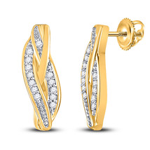 10kt Yellow Gold Womens Round Diamond Vertical Bar Earrings 1/20 Cttw - £149.61 GBP