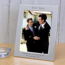 Personalised Engraved Best Man Silver Plated Photo Frame Grooms Best Man Gift We - £12.78 GBP